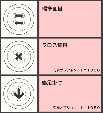 釦クロス掛け・鳥足掛け